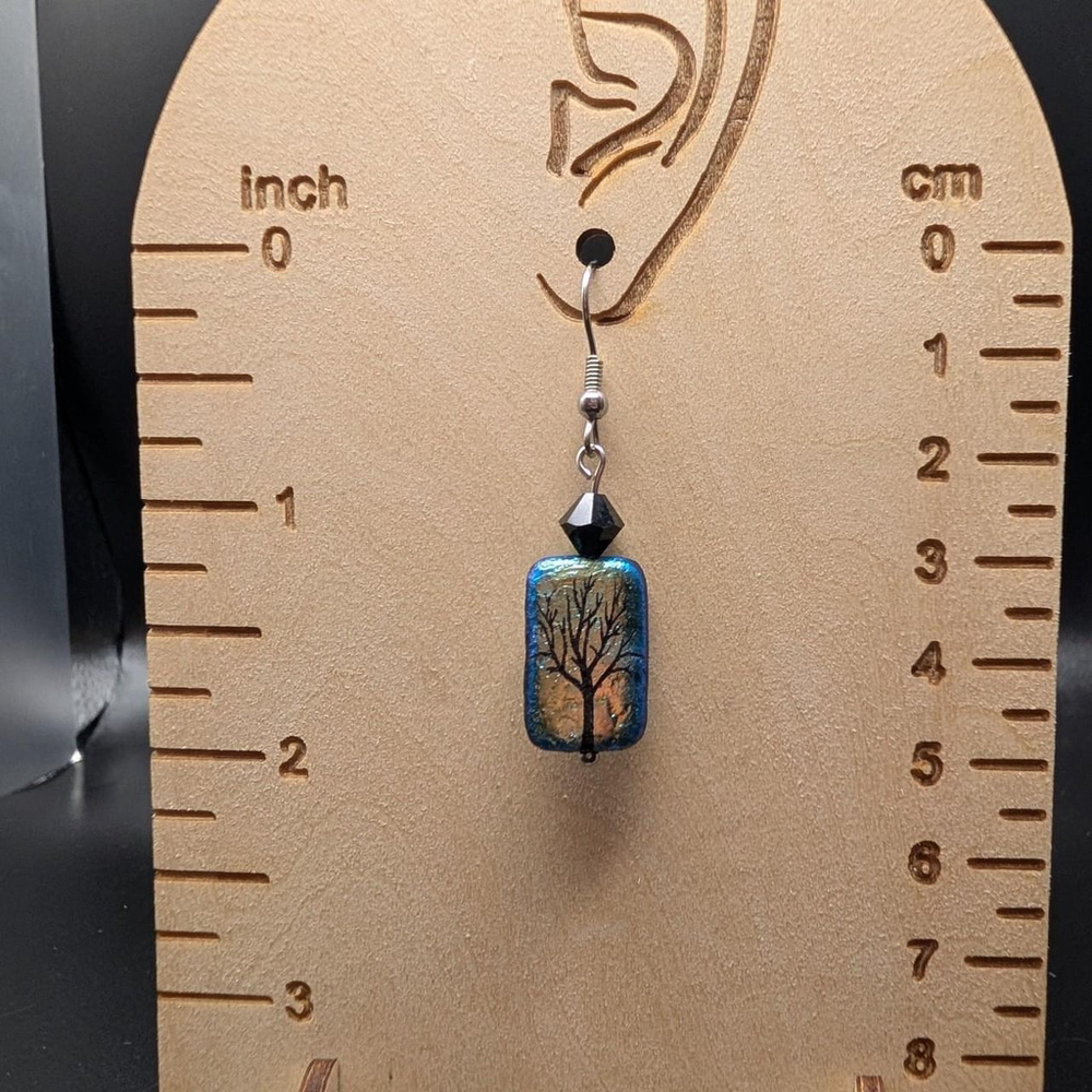 Handmade Czech Glass Tree Earrings – Iridescent - Picture 5 of 5